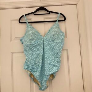 Lands' End Light Blue and White  Geometric Pattern